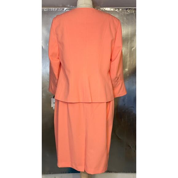 Emily 2PC Coral Polyester Skirt Suit Ruffles 16W - Picture 3 of 12